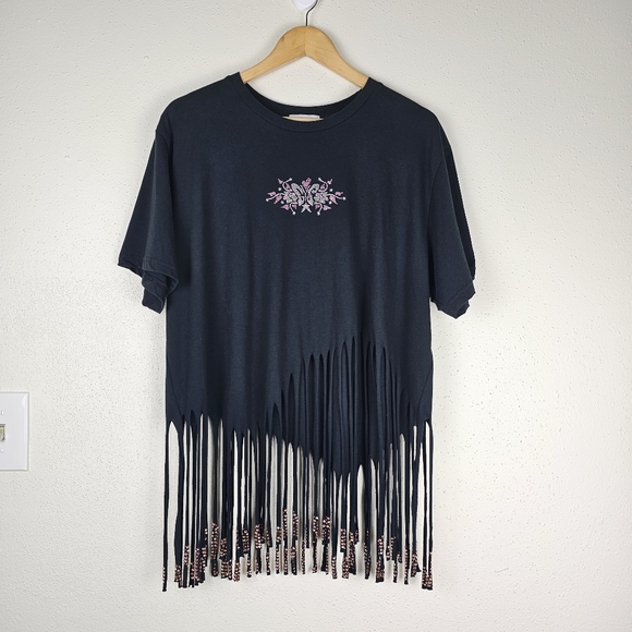Collina Strada homecoming fringe embellished butterfly black & pink t-shirt - Picture 10 of 15